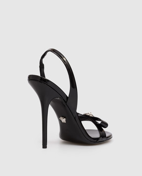 Versace Чорні шкіряні лаковані босоніжки Gianni Ribbon 1022060D2VE