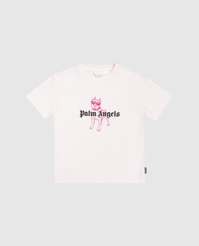Palm Angels Дитяча рожева футболка з принтом PGAA002S26JER009