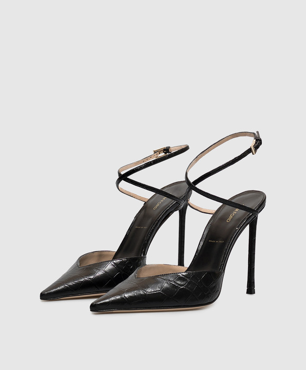 Tom Ford Черные кожаные слингбеки с тиснением под кожу крокодила W3977LCL639P изображение 2