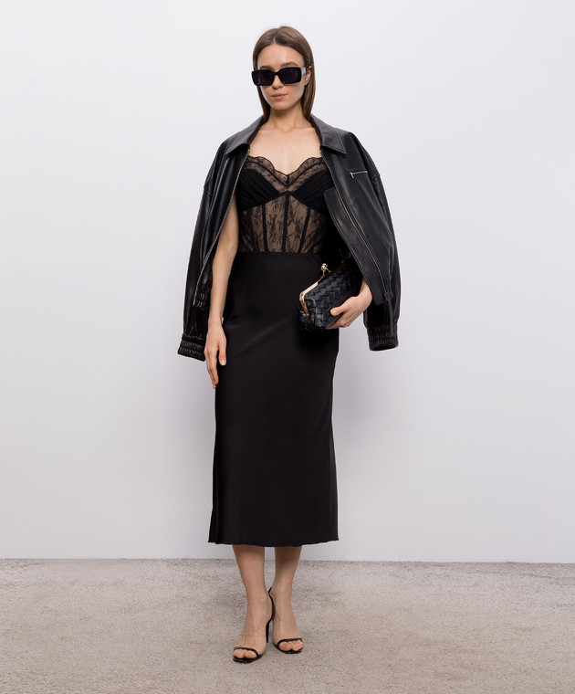 Simkhai Черный боди из шелка с кружевом 2268020LE изображение 2