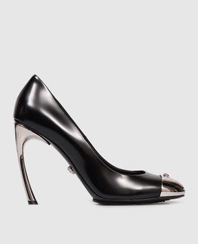 Versace Чорні шкіряні туфлі з емблемою 10216131A14835