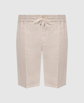 Doriani Cashmere Бежевые шорты из льна с отворотами P211F15T18850210
