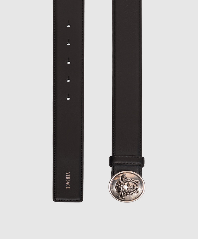 Versace Черный кожаный ремень с фактурной эмблемой 1024410DVTP1 изображение 3