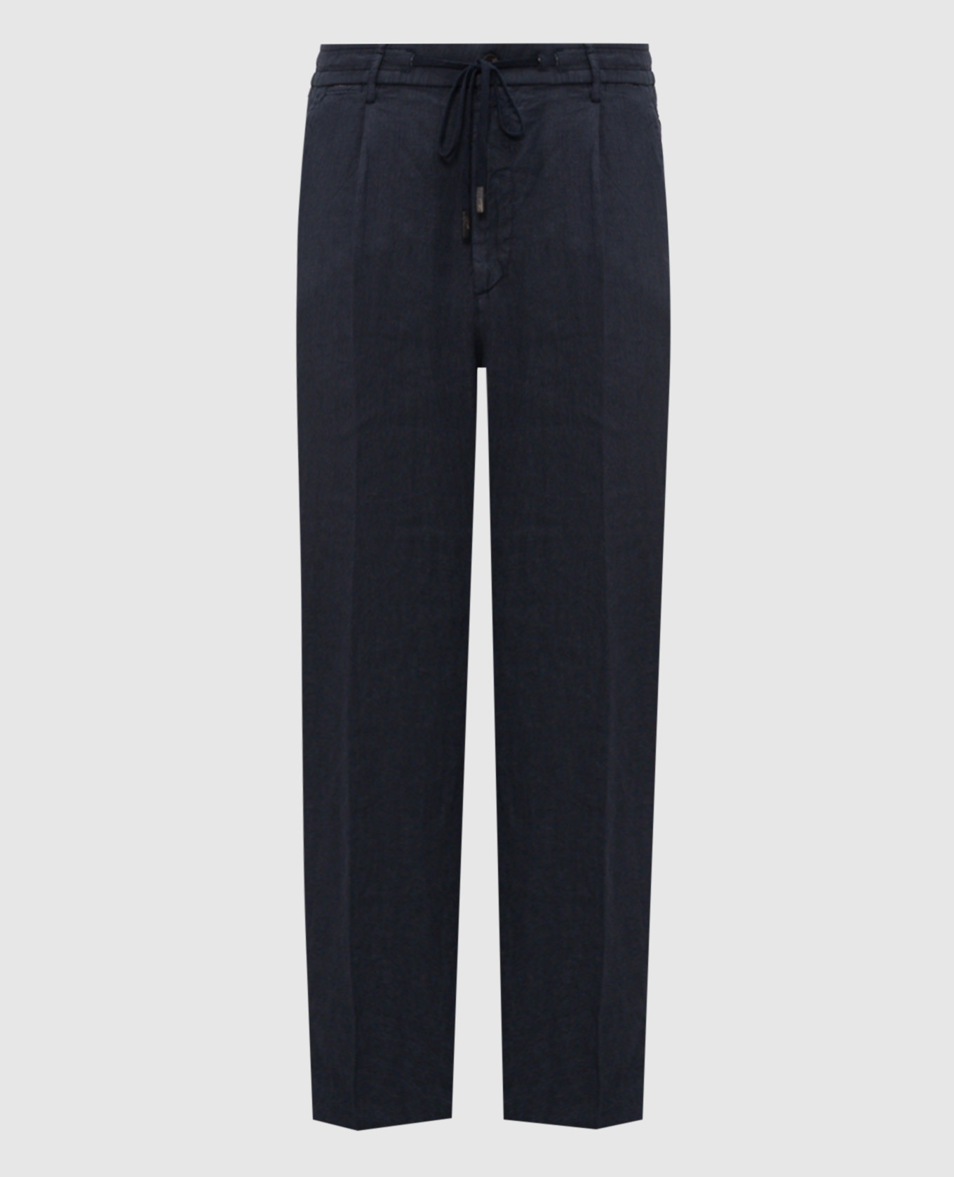 Синие брюки из льна