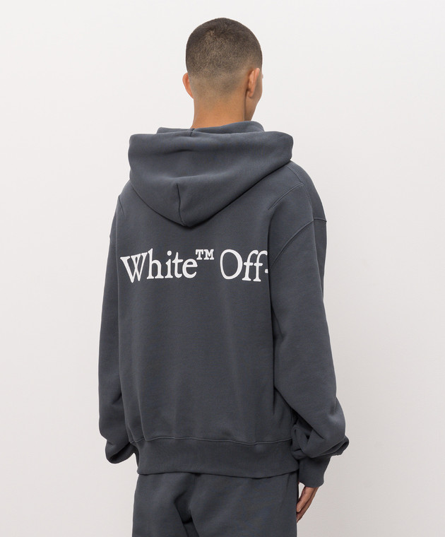 Off-White Синие худи с контрастным логотипом 44MBB12NF26F009 изображение 4