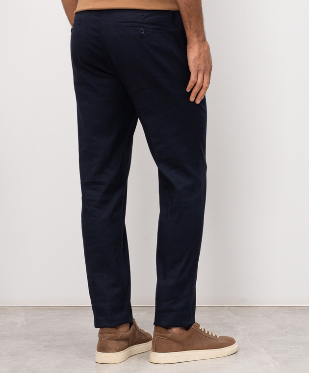 Stefano Ricci Голубые брюки с леном с вышивкой монограммы логотипа M1T610005BLCTL1U изображение 4