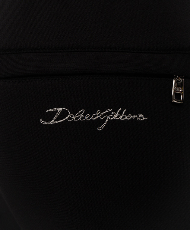 Dolce&Gabbana Черные спортивные брюки с вышивкой логотипа GP0M5ZG7P9P изображение 5