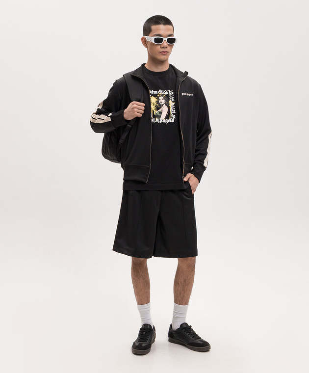Palm Angels Чорна спортивна куртка з вишивкою логотипа PMBD058S26FAB001 зображення 2
