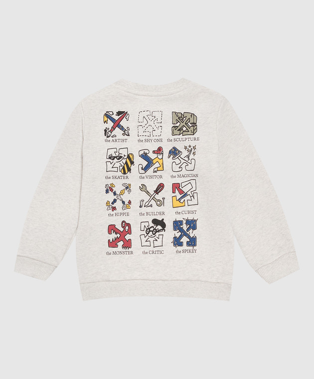 Off-White Детский серый меланжевый свитшот Multilogo 44BXC001F26F003 изображение 2