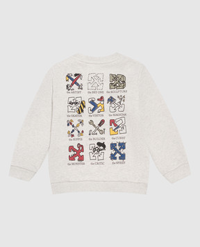 Off-White Дитячий сірий меланжевий світшот Multilogo 44BXC001F26F003