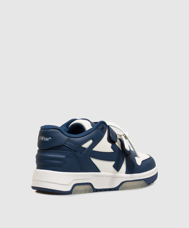 Off-White Детские синие кожаные кроссовки Out Of Office OF06413430 изображение 3