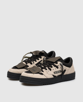 Off-White Бежеві комбіновані кросівки Court 3.0 з нашивками OF05779001