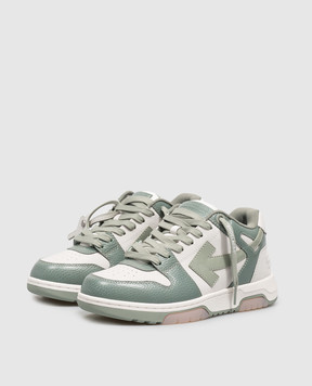 Off-White Зелені шкіряні кросівки Out Of Office OF05737310