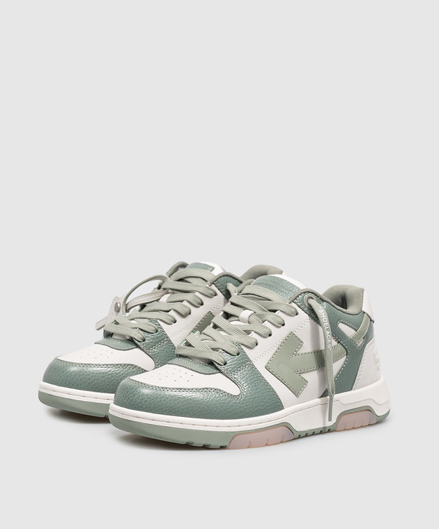 Off-White Зелені шкіряні кросівки Out Of Office OF05737310 зображення 2