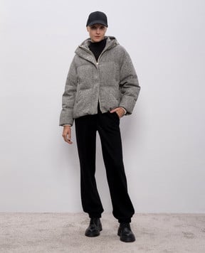 Enrico Mandelli Серый пуховик из шерсти в узор 2D041A5822