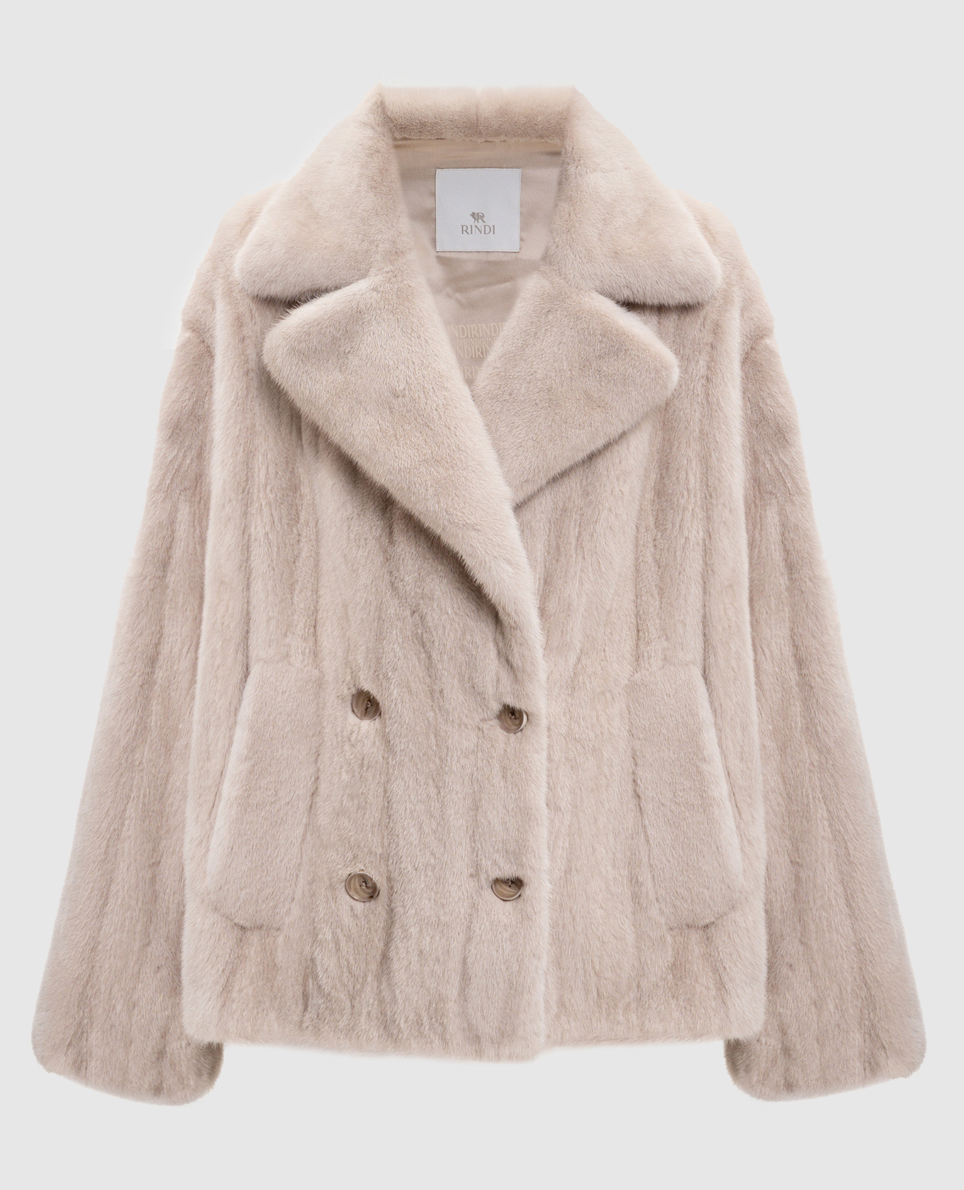 

Бежевая двубортная шуба из меха норки, Бежевый, Шубы