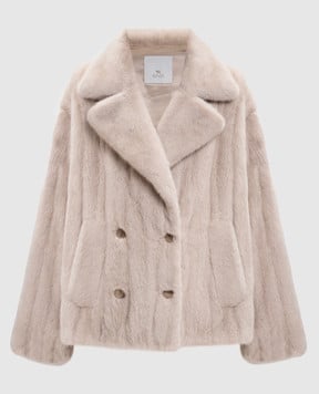 Rindi Бежевая двубортная шуба из меха норки 084VS025