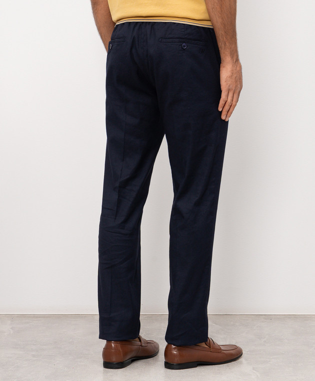 Stefano Ricci Темно-синие брюки с льном M1T6100051LCTL1U изображение 4