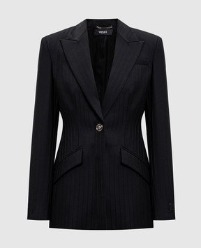 Versace Чорний жакет з вовни в смужку 10180181A16260