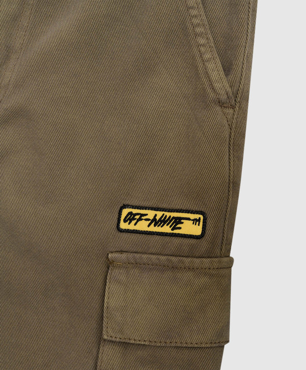 Off-White Дитячі джинсові шорти-карго кольору хакі 44BCS001S26F001 зображення 3