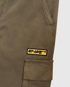 Off-White Дитячі джинсові шорти-карго кольору хакі 44BCS001S26F001