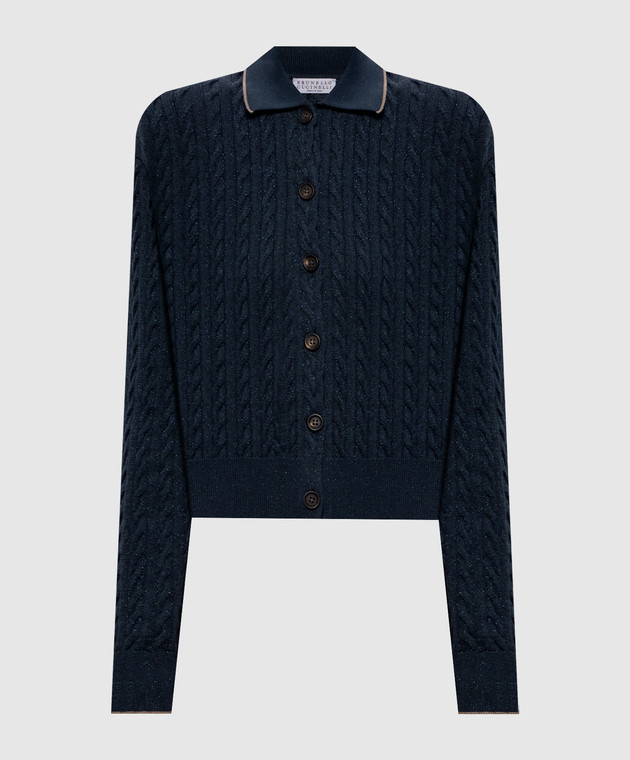 Brunello Cucinelli Синий кардиган с люрексом MAZ226116