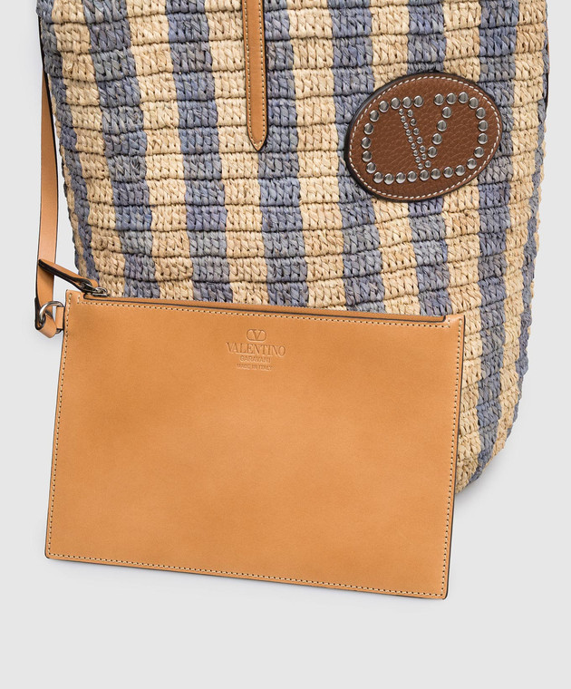 Valentino Бежева сумка-тоут з рафії в смужку 8W2B0R37UHK зображення 4
