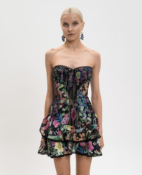 Charo Ruiz Чорна сукня бюстьє Sora в квітковий принт 262601