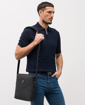 Stefano Ricci Черная кожаная сумка с фактурной эмблемой ND156GTUMR1MR