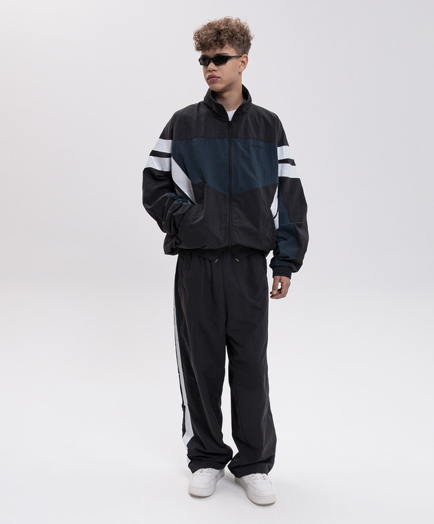 Vetements Чорна спортивна куртка з вишивкою логотипа MH27TJ107B зображення 2