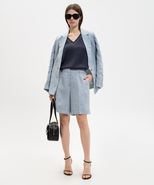 Peserico Блакитні шорти з льону з відворотами P0414002598 зображення 2