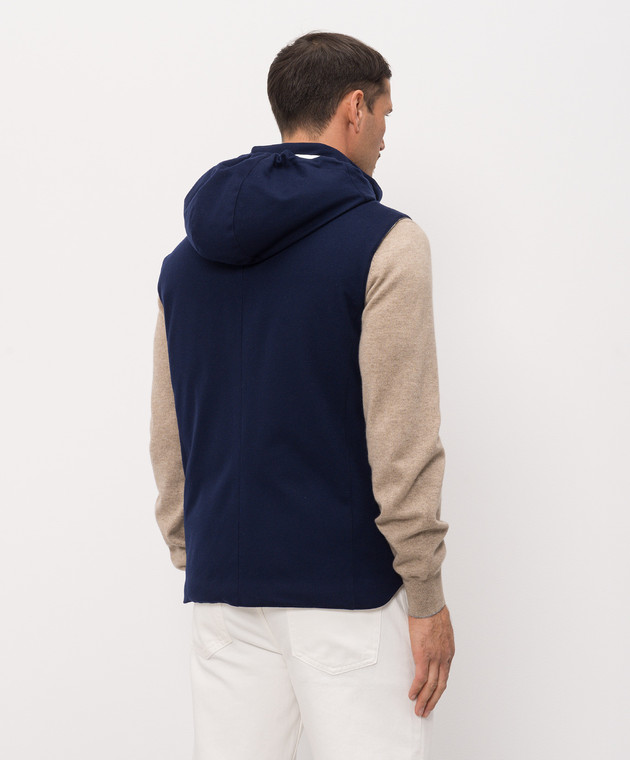 Brunello Cucinelli Синій пуховий жилет з вовни з капюшоном MM4701775 зображення 4