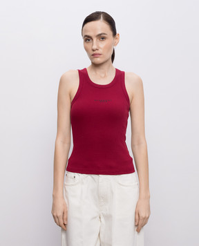 Givenchy Бордова майка з принтом логотипа BW70FPP7BR