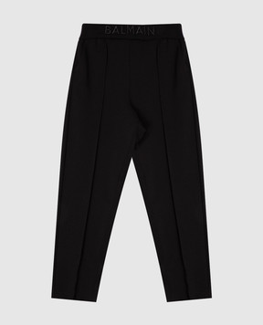 Balmain Дитячі чорні спортивні штани з вишивкою логотипа BX6S00J03711214