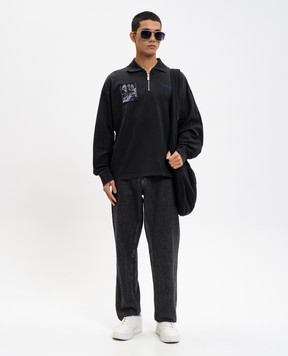 Off-White Чорний лонгслів-поло Faded Painting 44MAD00NF5J003