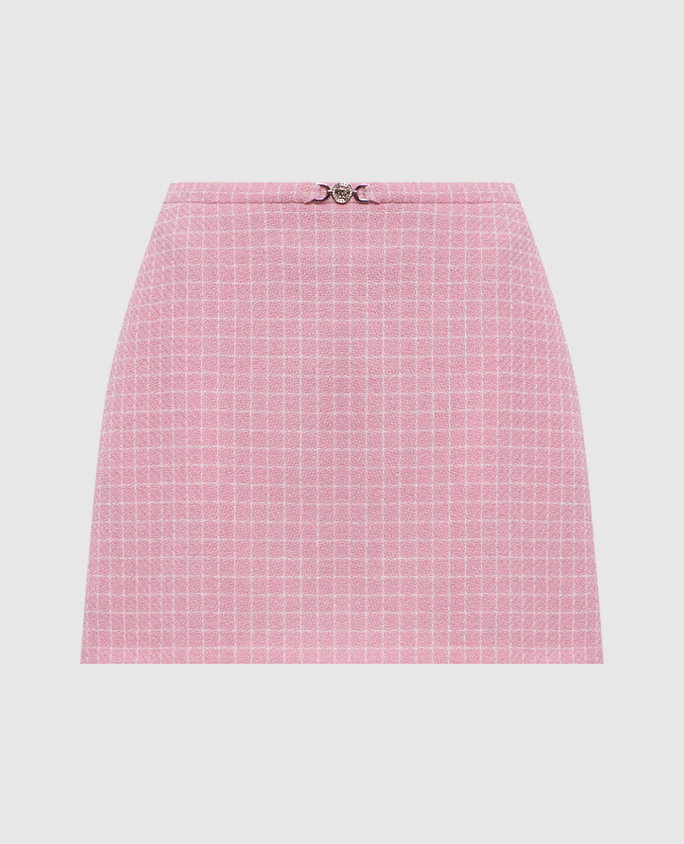 Рожева спідниця міні в клітинку з вовною