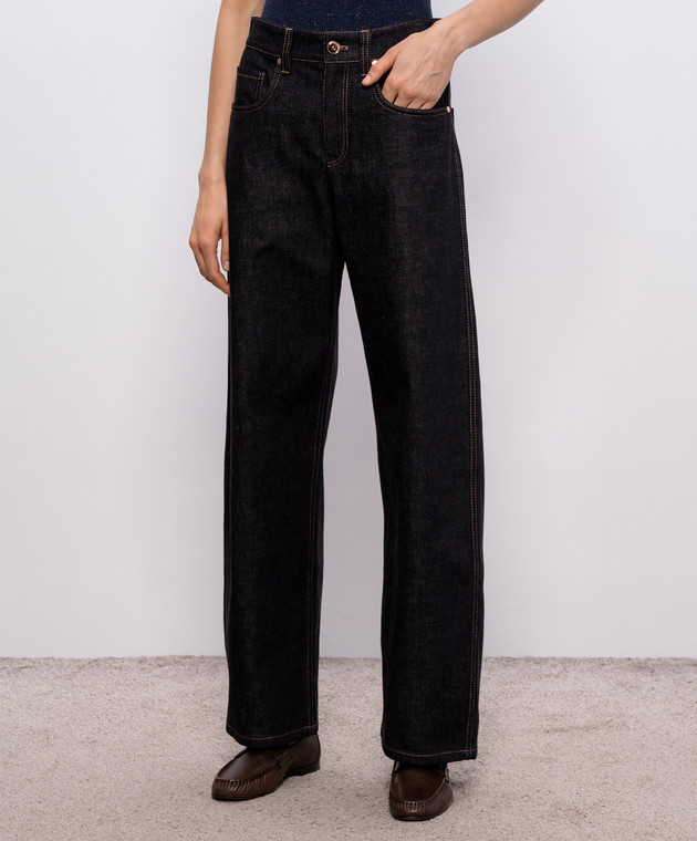 Brunello Cucinelli Чорні джинси з патчем логотипа MP134P4021 зображення 3