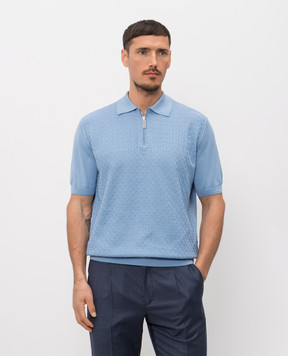 Stefano Ricci Блакитне поло в тканий візерунок K212039P31F26195