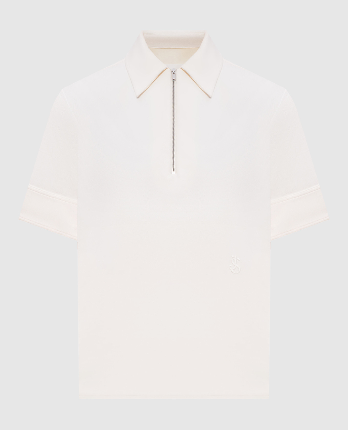 Поло цвета айвори с вышивкой монограммы
