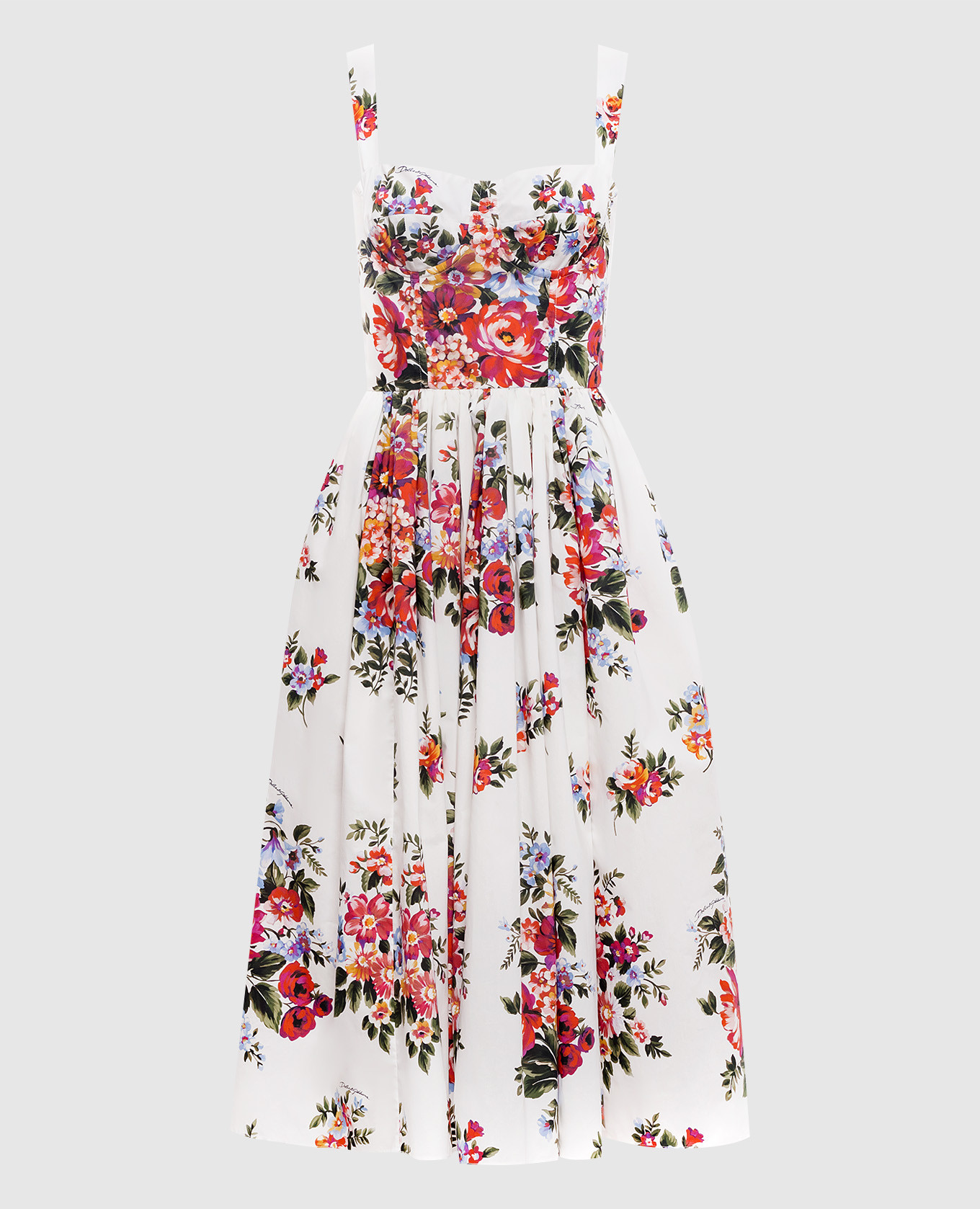 

Белое платье бюстье в принт, Белый, Повседневные платья