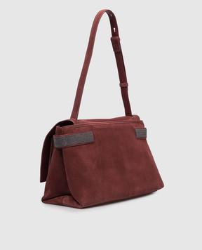 Brunello Cucinelli Бордовая замшевая сумка с цепочкой мониль MBDLB2816P
