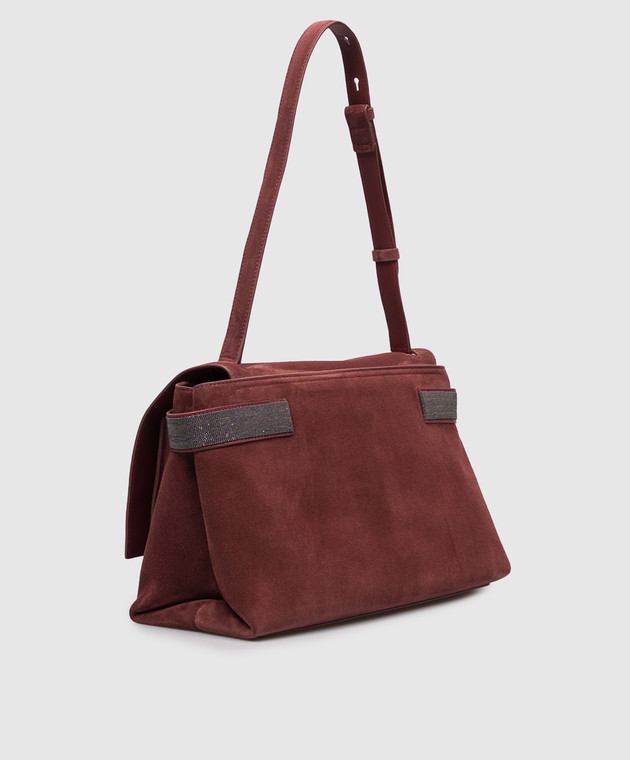 Brunello Cucinelli Бордовая замшевая сумка с цепочкой мониль MBDLB2816P изображение 3