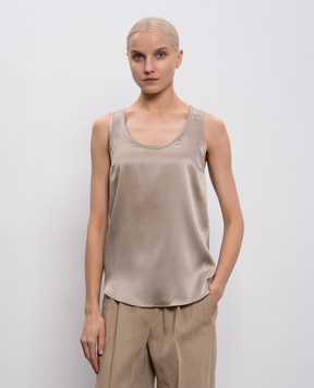 Brunello Cucinelli Топ бежевого кольору із шовку M0C59E0600