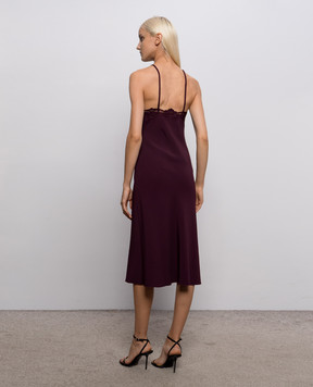 Ermanno Scervino Бордовое платье миди с макраме D492Q352RILM