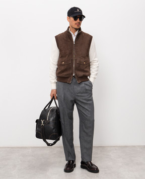 Brunello Cucinelli Серые брюки из шерсти в полоску MR473S2440