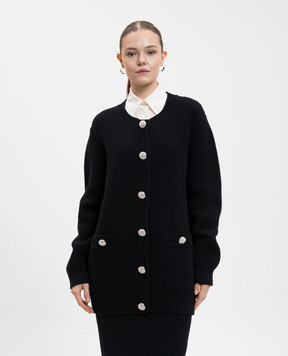 Dolce&Gabbana Чорний кардиган з вовни з кристалами FXVCDZJDVF0