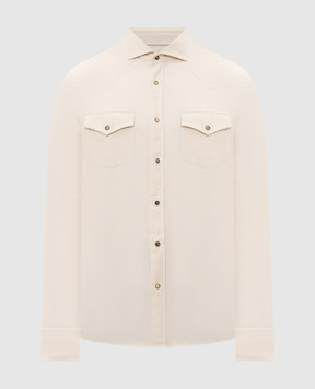 Brunello Cucinelli Вельветовая рубашка цвета айвори ML6884008