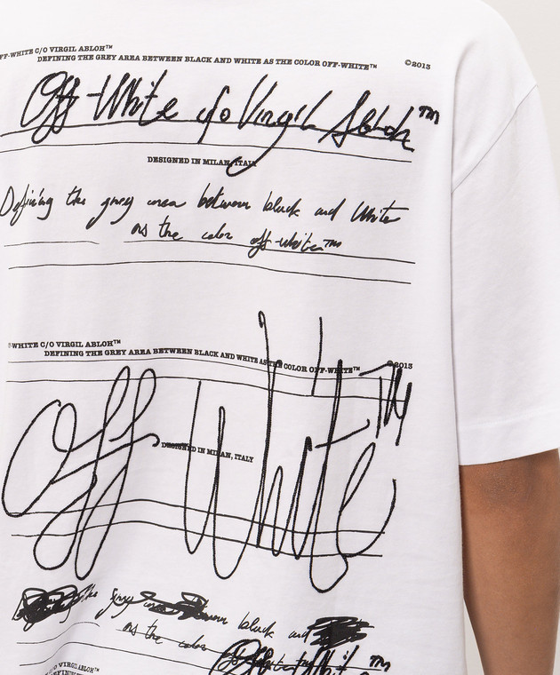 Off-White Белая футболка Stroke 2 Arrow 44MAA120F26J00H изображение 5