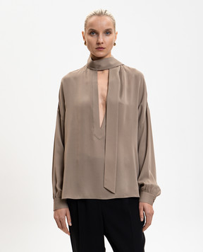 Tom Ford Коричнева блуза із шовку CA3340FAX1507