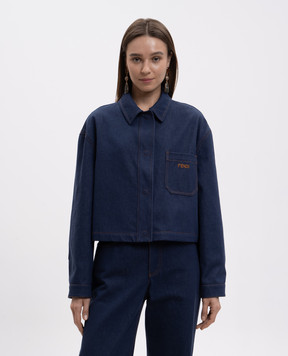 Fendi Синяя джинсовая куртка с вышивкой логотипа FLF856AOHS